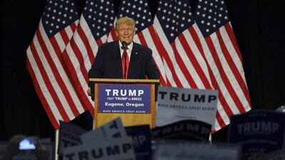 Republican presidential candidate Donald Trump speaks during a rally (AP Photo/Ted S. Warren)