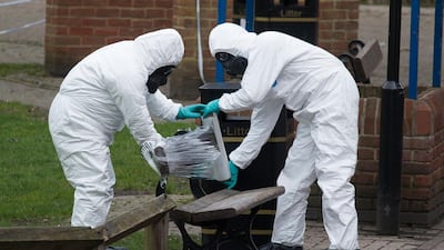 Army officers remove the bench where Sergei Skripal and his daughter were found in Salisbury. Former Russian spy Sergei Skripal, who lived in Salisbury and his daughter Yulia were found suffering from extreme exposure to a rare nerve agent. Will Oliver/ EPA