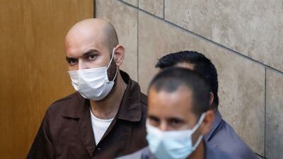 Ayham Kamamji, 35, one of the six who tunnelled out of Israel's high-security Gilboa prison, in the magistrates' court in Nazareth on September 19, 2021, after his recapture. AFP