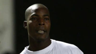 The UAE Cricket coach Vasbert Drakes during practice at Sharja Cricket Stadium.