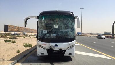 More than 40 female students were transported to hospital after sustaining minor injuries in a road incident on Sheikh Zayed Road. Courtesy Dubai Police
