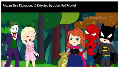 Screen grab of the cartoon Frozen Elsa Kidnapped & Extorted by Joker from the YouTube channel BeepBeep TV. Credit YouTube