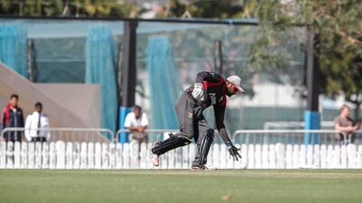 The UAE in the field during the 50-over match in Dubai. Antonie Robertson / The National