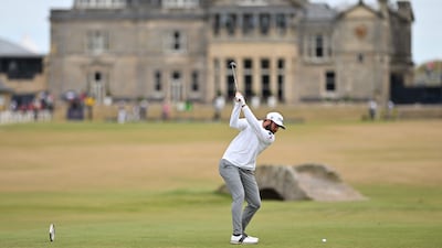 US golfer Cameron Young tees-off at the 18th on his way to a round of 64. AFP