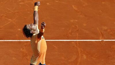 Rafael Nadal of Spain celebrates his win against Andy Murray of Great Britain after their semi final match at the Monte-Carlo Masters tournament in Monaco, 16 April 2016. EPA/SEBASTIEN NOGIER