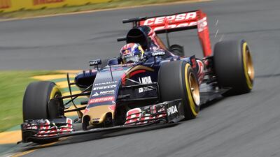 Scuderia Toro Rosso's Dutch driver Max Verstappen powers through a corner during the third practice session for the Formula One Australian Grand Prix in Melbourne on March 14, 2015. AFP