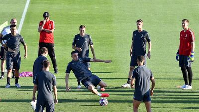 Juventus players during training. EPA