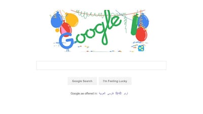 Google's 18th birthday doodle. Courtesy: Google