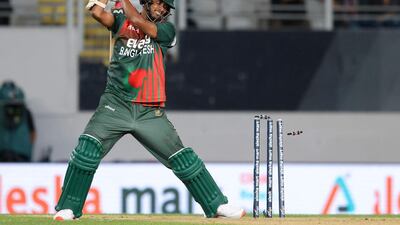 Bangladesh’s Shoriful Islam is dismissed during the third T20. AFP