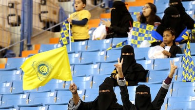 Al-Nassr fans cheer during the Saudi King's Cup - Quarter Final match in Riyadh, Saudi Arabia. EPA