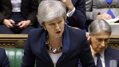 British Prime Minister Theresa May delivering a speech at the House of Commons. EPA