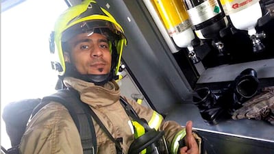 Hasan Ibrahim Al Balooshi, who helped fight The Address blaze, is in a critical condition in Dubai’s City Hospital. Courtesy Al Balooshi Family