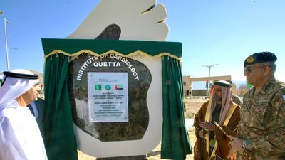 Pakistan's Army Chief of Staff Gen Qamar Javed Bajwa inaugurates the hospital. The opening ceremony was attended by Mir Jan Jamali, Governor of Balochistan, Hamad Obaid Al Zaabi, the UAE's ambassador to Pakistan, Abdullah Khalifa Al Ghafli, director of the UAE Pakistan Assistance Programme and other officials.
