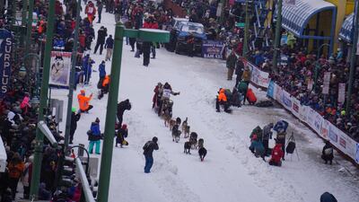 Four-time champion Lance Mackey departs from the start line at the ceremonial Anchorage start of the 2020 Iditarod Trail Sled Dog Race in Alaska. Reuters