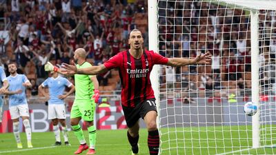 AC Milan's Zlatan Ibrahimovic celebrates after scoring. EPA