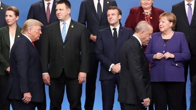Germany's Angela Merkel, Turkey's Recep Tayyip Erdogan, Donald Trump of the US and France's President Emmanuel Macron at the Nato summit. Reuters