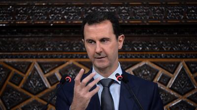 Syrian President Bashar Al Assad addresses the newly elected parliament in Damascus on June 7, 2016. The US has said it considers Syria, Iran and North Korea as three rogue states engaged in proliferation of weapons of mass destruction. Sana via AP