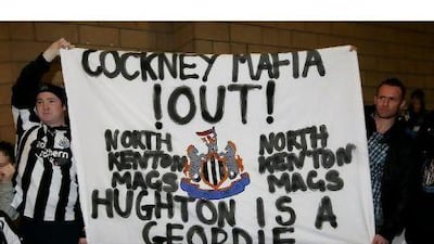 Newcastle United fans make their feelings known about Mike Ashley, the club owner, prior to Saturday night's game with Liverpool, following his decision to fire Chris Hughton as manager and replace him with Alan Pardew. Mark Thompson / Getty Images