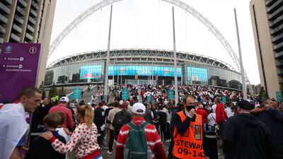Fans gather for the Italy versus England Euro 2020 game at Wembley Stadium which was marred by scenes of violence. Reuters