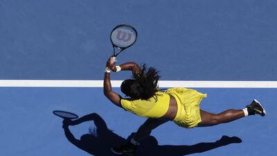Serena Williams of the US in action against Camila Giorgi of Italy during their first-round match at the Australian Open in Melbourne, Australia, 18 January 2016. Mast Irham / EPA