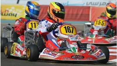 Track action for the Rotax Max Challenge Grand Finals began yesterday with practice. James Singleton, centre, the English driver, takes part in practice in the Junior Max class. Chris Walker / kartpix.net