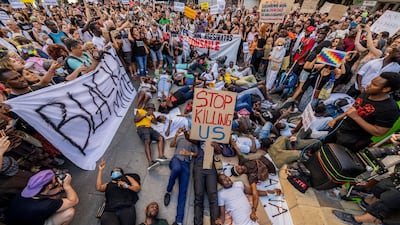 People protest after the deaths of at least 23 people at the border between the Spanish enclave of Melilla and Morocco. AP/fioe