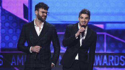 Alex Pall, left, and Andrew Taggart of The Chainsmokers. Matt Sayles / Invision / AP