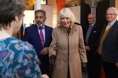 Queen Camilla meets members of local volunteer groups during a visit to the recently restored Shrewsbury Flaxmill Maltings. Getty