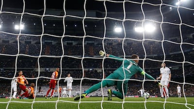 Real Madrid's Rodrygo scores their first goal of the night. Reuters
