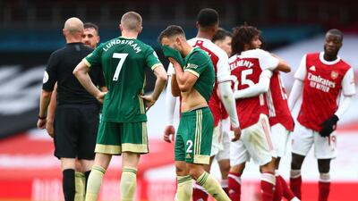 Game 4, October 4: Arsenal 2 (Saka 61', Pepe 64') Sheffield United 1 (McGoldrick 84'). Getty