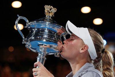 Caroline Wozniacki after winning the 2018 Australian Open. Reuters