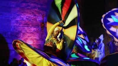 Egyptians members of the 'Tanoura Dance Troupe' perform during the holy month of Ramadan, at the Ghouri complex, in Islamic Cairo, Egypt, 13 April 2022. Muslims around the world celebrate the holy month of Ramadan by praying during the night time and abstaining from eating, drinking, and sexual acts during the period between sunrise and sunset. Ramadan is the ninth month in the Islamic calendar and it is believed that the revelation of the first verse in the Koran was during its last 10 nights EPA / KHALED ELFIQI