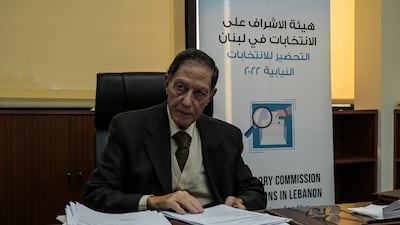 President of Lebanon's supervisory commission for elections, retired judge Nadim Abdelmalak, at his office in Beirut, talks about how current lack of power and funding mean the department is unable to effectively observe the upcoming general election.