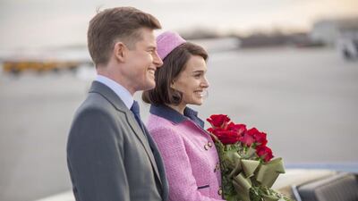 Caspar Philipson as John F Kennedy, and Natalie Portman is his wife Jacqueline in Jackie. William Gray / Fox Searchlight via AP