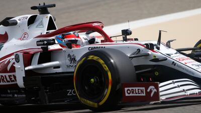 Alfa Romeo's Kimi Raikkonen in action during the first day of F1 testing at Bahrain International Circuit in Bahrain. Reuters