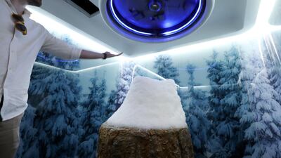 Snow 365 days a year in Dubai inside the snow room at the Sweden Beach Palace. Chris Whiteoak / The National