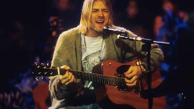 Kurt Cobain of Nirvana during the recording of MTV Unplugged at Sony Studios in New York City. The album turns 30 this year. Getty Images