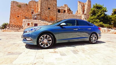 The new Hyundai Sonata takes some exterior visual design cues from its bigger brother, the Genesis. Courtesy Hyundai Motor Company