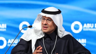 Saudi energy minister Prince Abdulaziz bin Salman outlined various measures undertaken by the country to reduce emissions. Chris Whiteoak / The National