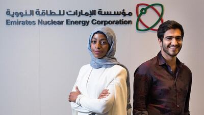 Emirati nuclear energy students Marwa Al Shehhi and Omar Al Hashmi. Cho Seong-joon for The National