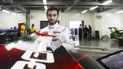 Driver Saeed Al Mehairi, above, and Sheikh Hasher Al Maktoum will drive for SkyDive Dubai Falcons on Thursday. Lee Hoagland / The National