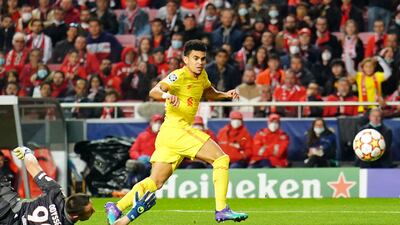 Luis Diaz scores Liverpool's third goal. PA