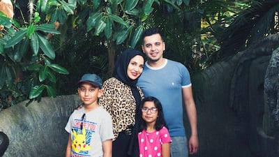 British model and influencer, Amena, posted this photo with her family at Citywalk Dubai on February 19. Twitter / Amena