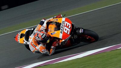 Spanish MotoGP rider Marc Marquez of Repsol Honda in action during a free practice session at the Losail International Circuit in Doha, Qatar, on March 20, 2014. EPA
