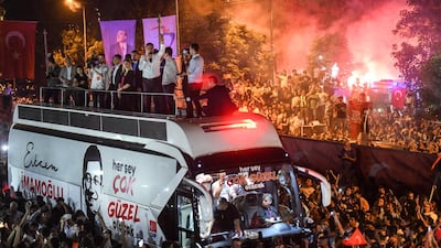 The streets of Istanbul were packed with residents celebrating the win. Burak Kara / Getty Images