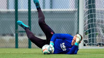 Barcelona's German goalkeeper Marc-Andre Ter Stegen takes part in a pre-season training session. AFP