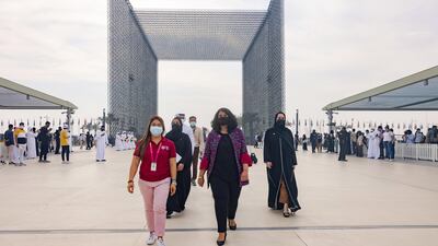 Visitors enter the Sustainability district. Photo: Expo 2020 Dubai