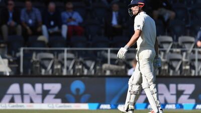 Alastair Cook of England looks dejected after being dismissed by Trent Boult of New Zealand during day one of the Second Test match between New Zealand and England at Hagley Oval on March 30, 2018 in Christchurch, New Zealand. Kai Schwoerer / Getty Images