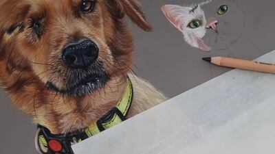 Naomi Woodruffe Wildlife Art & Custom Pet Portraits, prices vary, @naomi.petportraits. Photo: Naomi Woodruffe