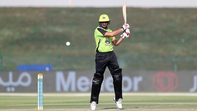 Sohail Akhtar of Lahore Qalanders playing a shot.